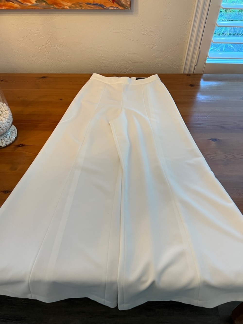 BCBGMaxAzria Cream Wide-Leg Panel Seam Trousers